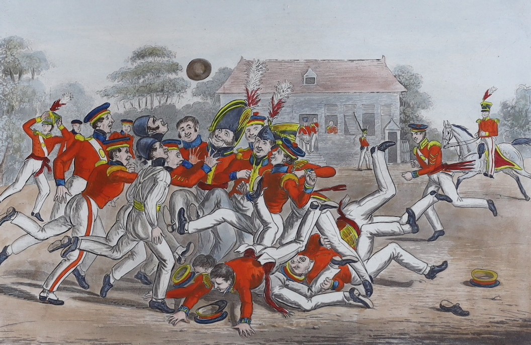 George Cruikshank (1792-1878), coloured engraving, Football, 1827, 24 x 35cm